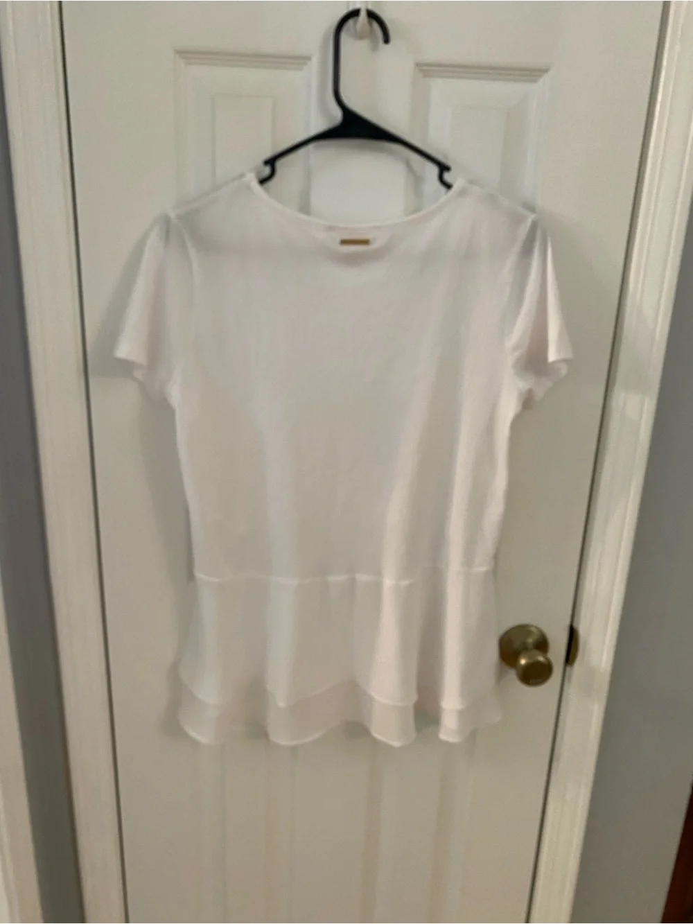 Michael Kors White Layered Peplum Top Size M